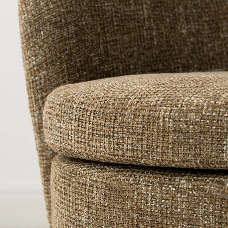 Fauteuil d'appoint pivotant à 360 degrés Tweed, Marron foncé