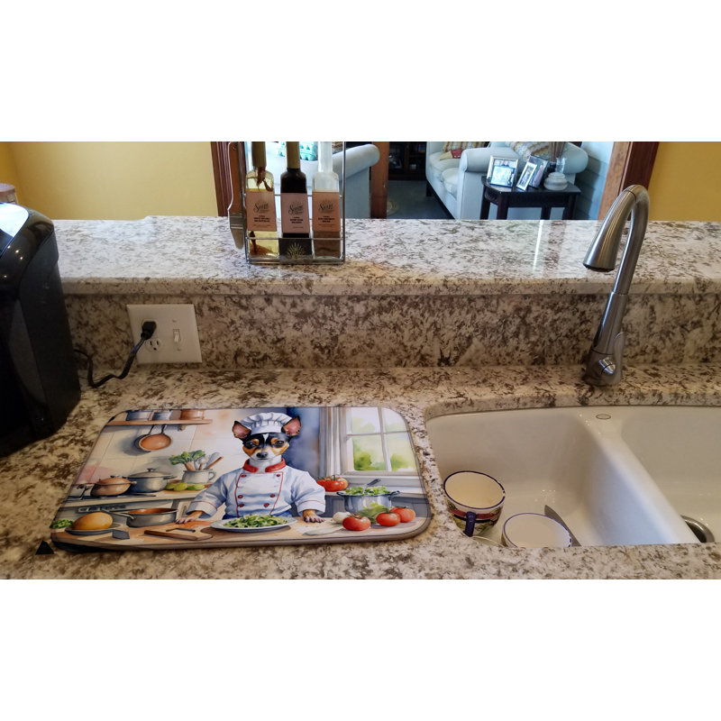 Rat Terrier The Chef Dish Drying Mat