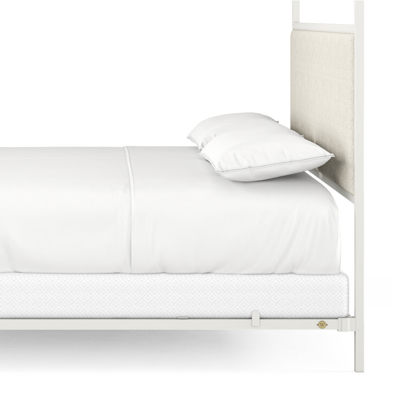 340 Modern Classic Canopy Bed | Complete Canopy, Matte White, King