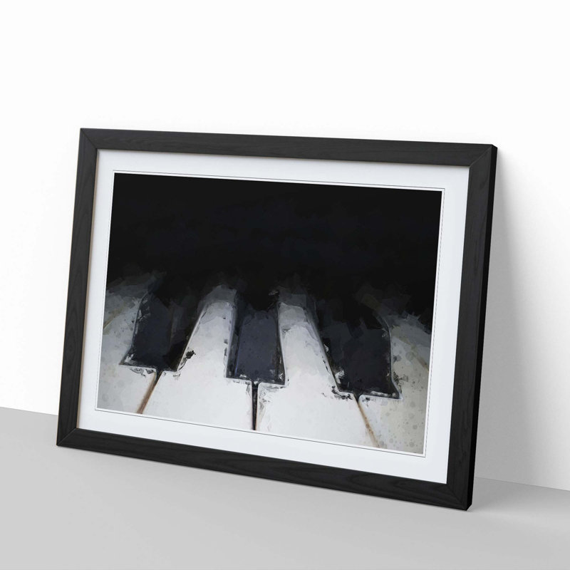 Keys of the Piano in Abstract - Framed Print, 50cm H x 76cm W x 2cm D, Black
