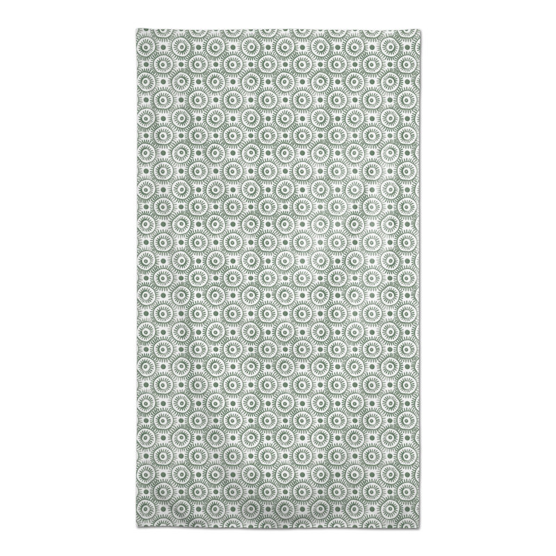 Boho Circles Green 5 Tablecloth, Green
