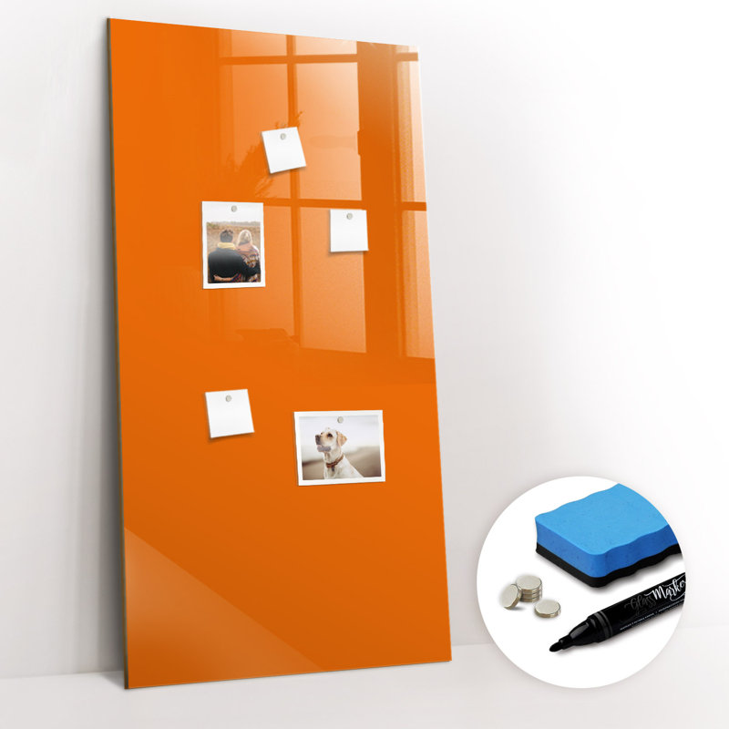 Magnetic Glass Dry Erase Board, Orange