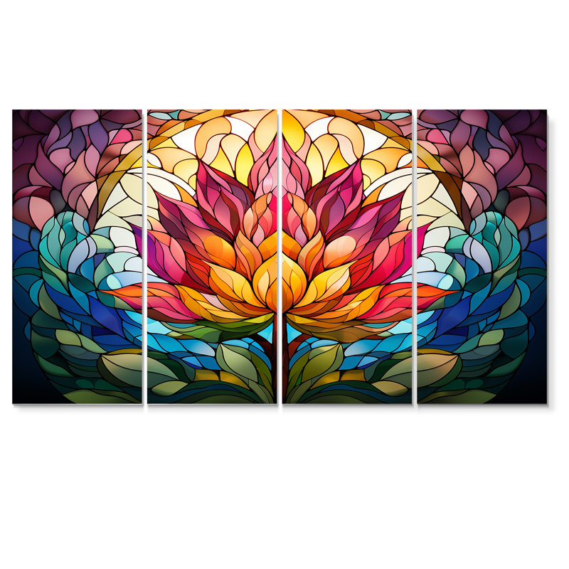 Tarcia - art mural lotus 4 pièces, H 28 po x l 48 po