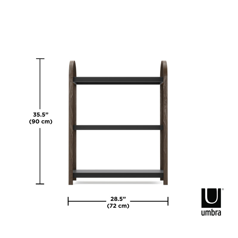 Bellwood Black/Walnut Wood Over-the-Toilet 3-Tier Bookshelf