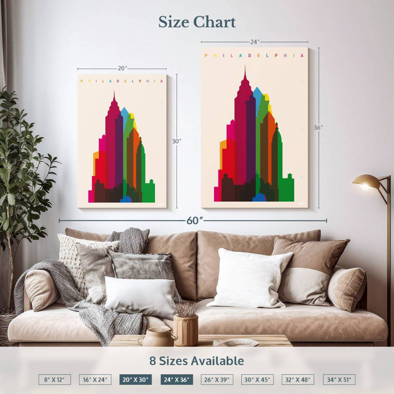 Aime Vibrant Philadelphia, 36" H x 24" W