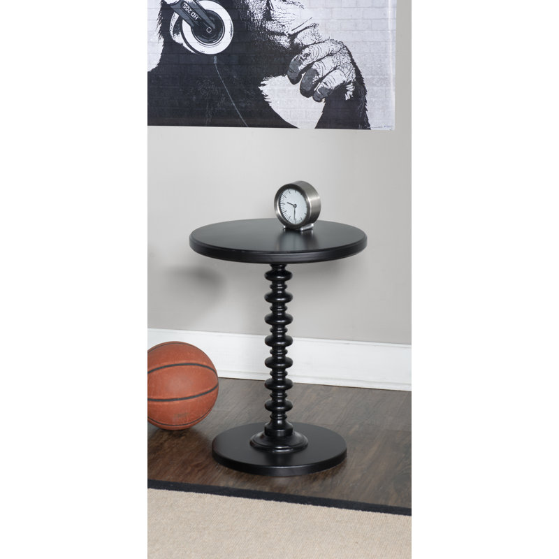 Fiama Black Solid Wood Round End Table