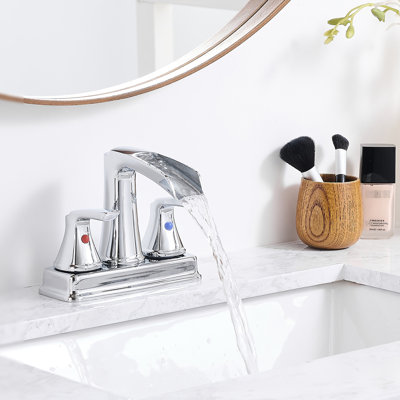 Robinet cascade pour salle de bain 4 pouces, 2 poignées, rotation à 360 degrés, 3 trous, pour lavabo, gain de temps, sortie pivotante, design moderne.