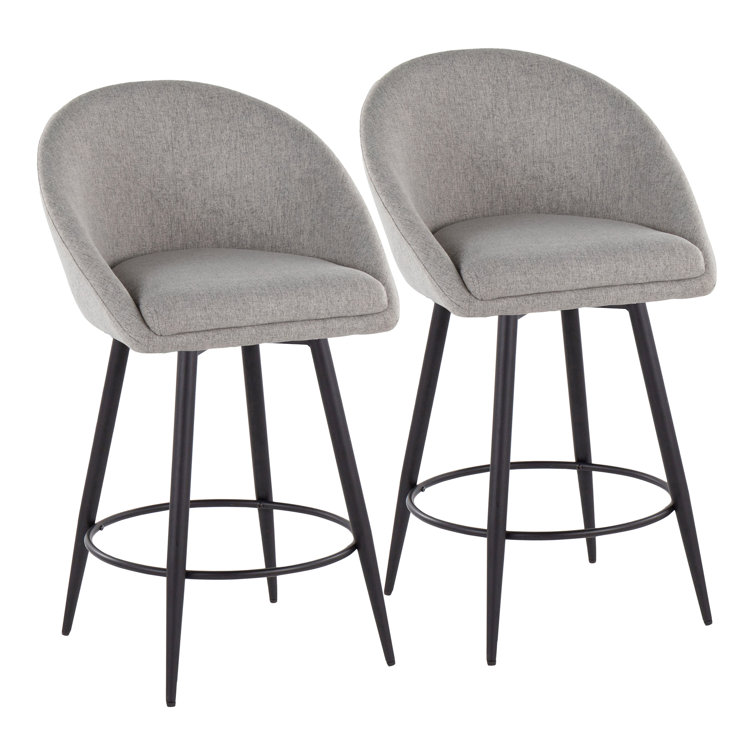 Matisse Highback 26" Fixed-Height Counter Stool With Tapered Metal Legs & Round Footrest - Set Of 2