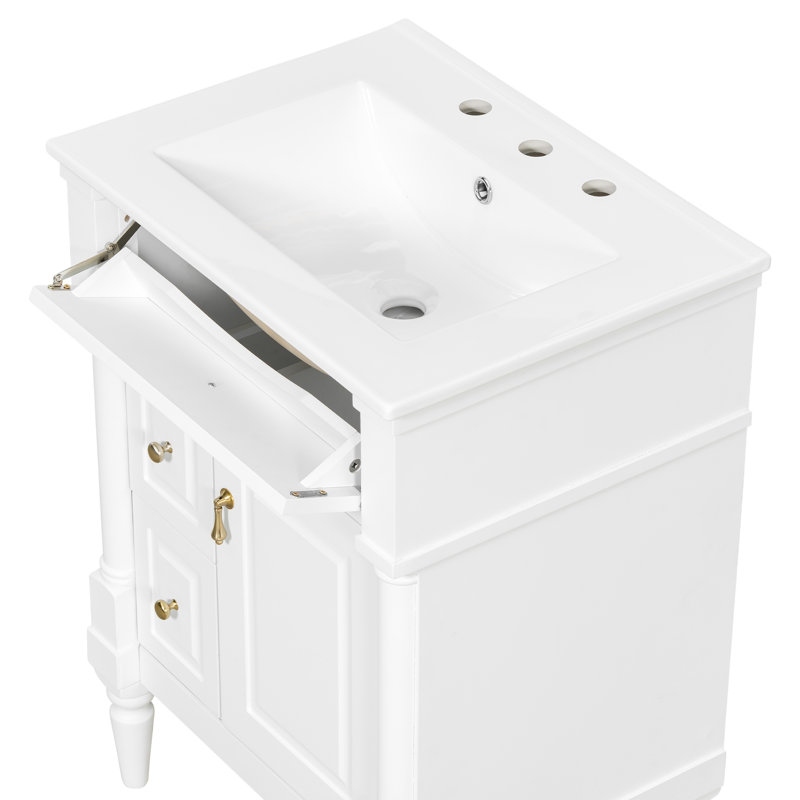 Meuble-lavabo de salle de bain avec lavabo, Blanc