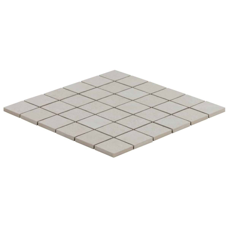Era 12x12 Matte Textured Limestone Look Porcelain Mosaic Tile, Linen White