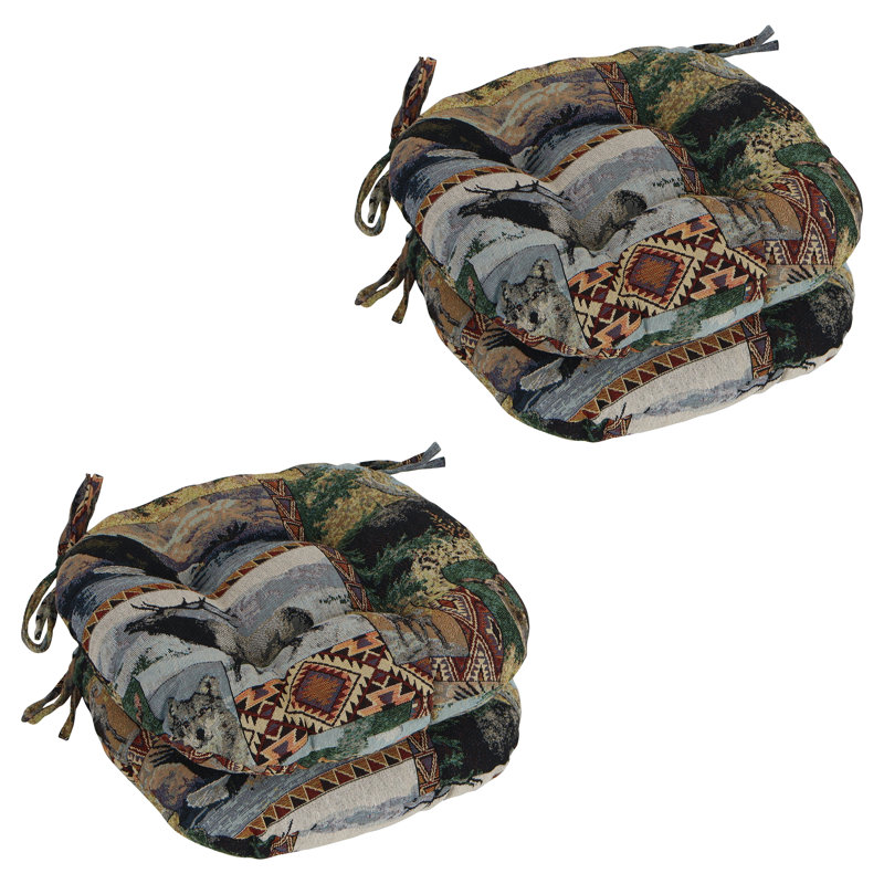 16-Inch Round Woven Tapestry Tufted Chair Cushions (Set Of 4)