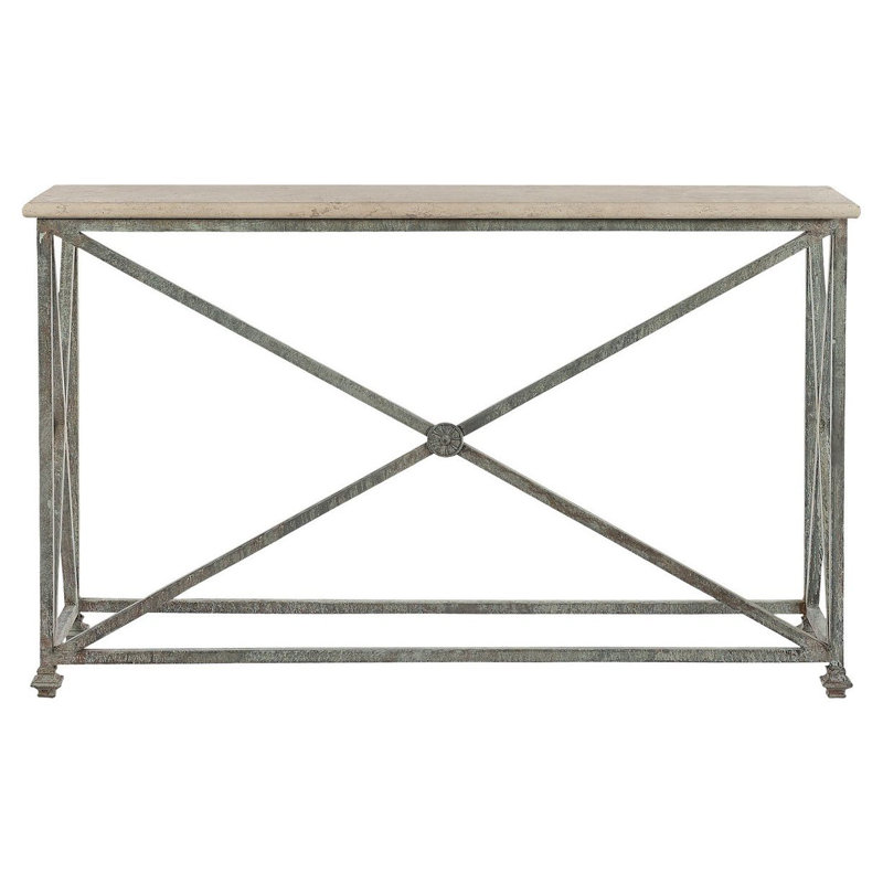Console Medallion, Haute mer, Marbre de Carrare, H 34 po x l 45 po x P 15 po