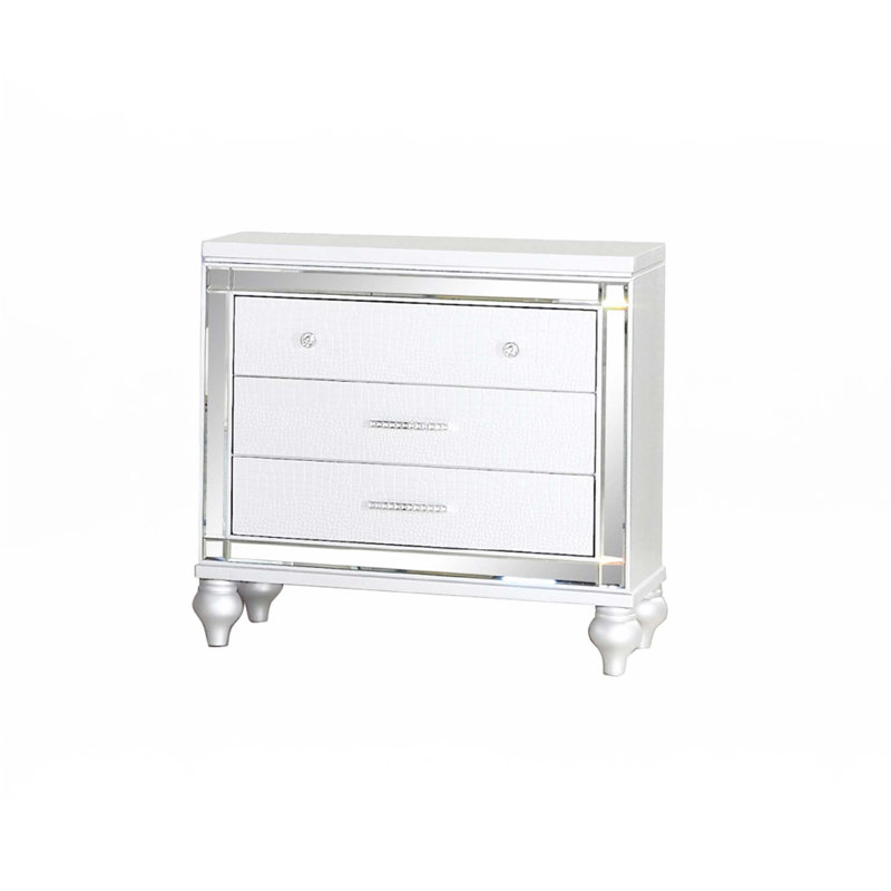 Table de chevet avec miroir, Blanc