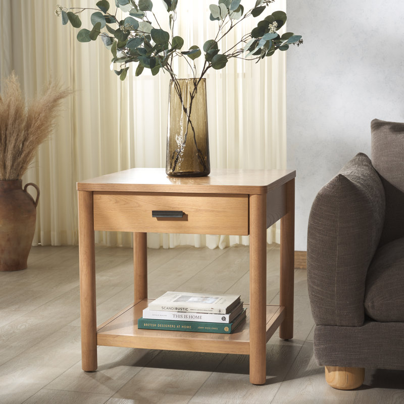 Jaylessa Wood 1 Drawer End Table, Natural