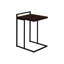 Table d'appoint en stratifié brun et métal noir, idéale pour la décoration de salon contemporaine avec support en métal de surface rectangulaire