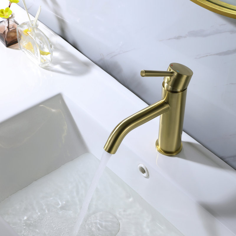 Robinet pour salle de bain à poignée simple 7,3 po à fixation sur le comptoir en or brossé, Or brossé