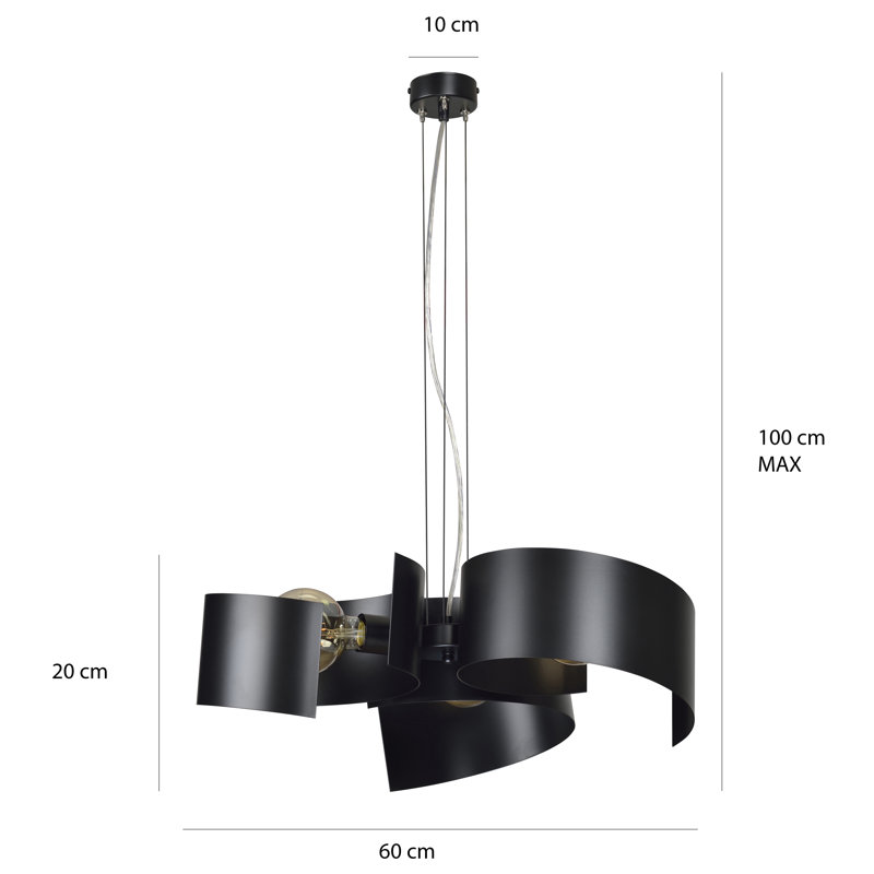 Carousel 3 - Light Unique/Statement Pendant, Black
