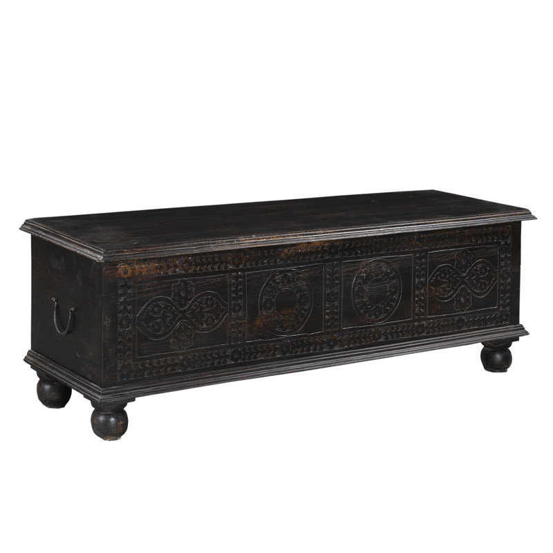 Banc de rangement sculpté Aarohi Bonney, Noir, noir, noir, noir
