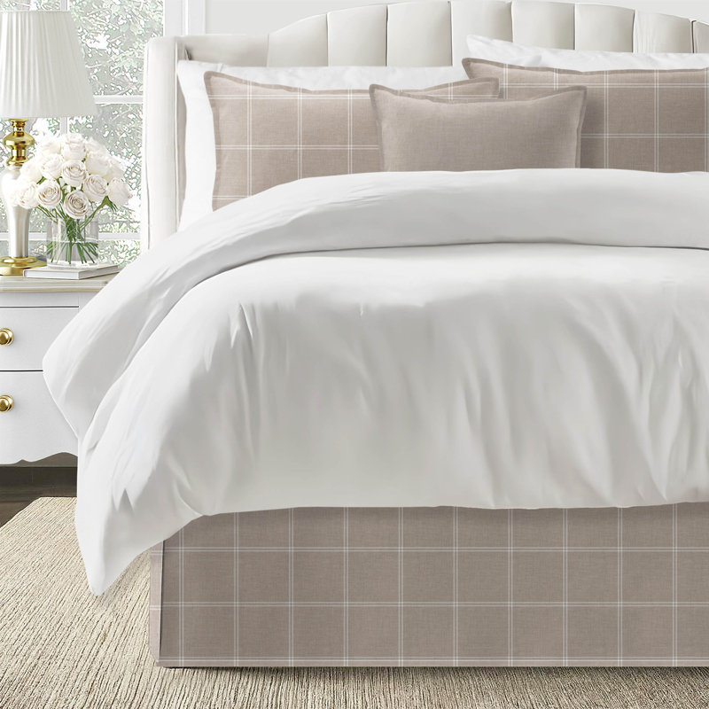 Shay Window Pane Natural Cotton Bedskirt, Full, 15"