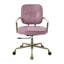 Chaise de bureau rose en cuir fleur-2080391601