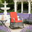 Chaise berçante inclinable d'extérieur rouge avec coussin inclinable, dossier et repose-pieds réglables, housses amovibles, structure en acier robuste, patins antidérapants