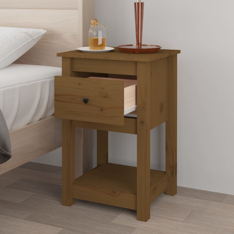 40cm W Solid Wood Bedside Table, Brown, Individual
