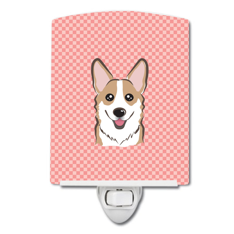 Éclairage de nuit en céramique damier de braque teckel, Rose, Corgi gris
