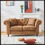 Canapé en tissu 63 po Chesterfield ,Tech, canapé à accoudoirs roulés en tissu High-Tech, canapé rembourré de style Mid-Century, canapé 2 places pour salon, bureau, appartement, brun