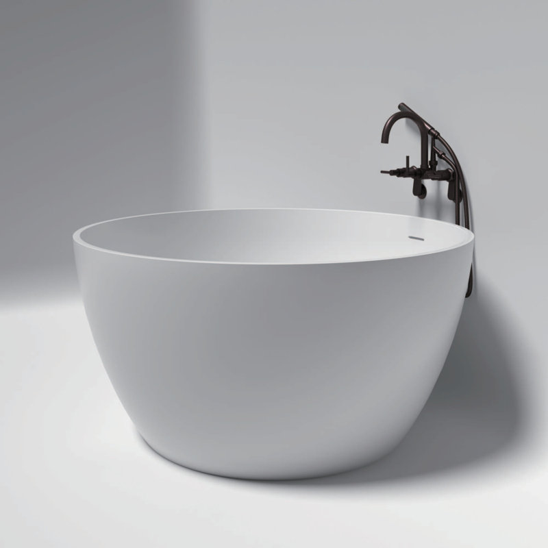 Baignoire autoportante à double face 45 po avec cuve et robinet Kingston, Bronze frotté à l'huile