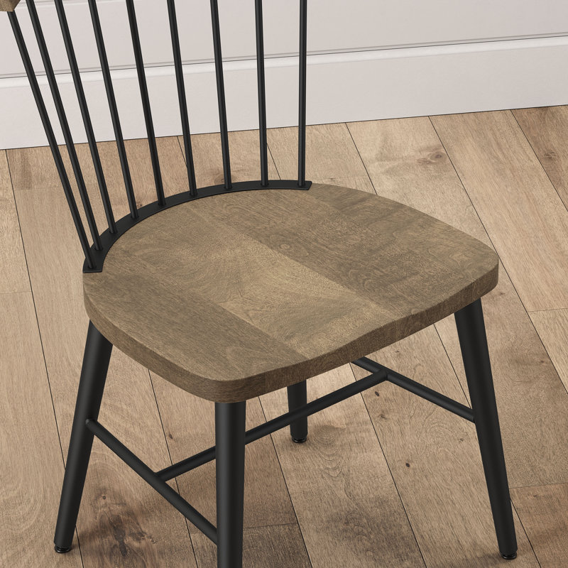 Zerlene Slat Back Solid Wood Dining Chair, Light Brown
