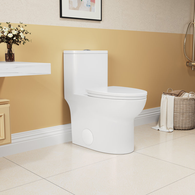 Toilette allongée une pièce 1,1 / 1,6 GPF à hauteur de 16,5 ADA fixée au sol avec siège à fermeture en douceur, CUPC Watersense, céramique, blanc