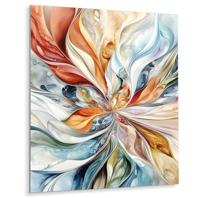 Flowering Fractal Flower Vortex I - Botanicals Metal Wall Decor, Modern Metal Print