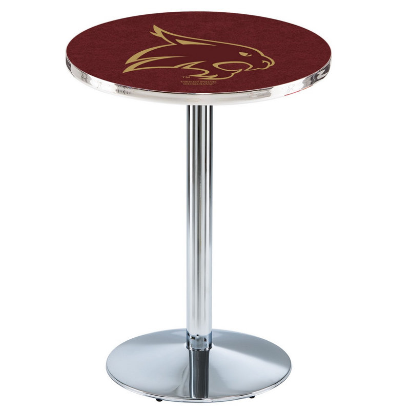 Round Metal Base Dining Table, Chrome, Texas State University