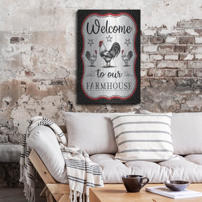  «Welcome To Our Farmhouse» par Elizabeth Tyndall, art mural en métal, 24 po x 36 po
