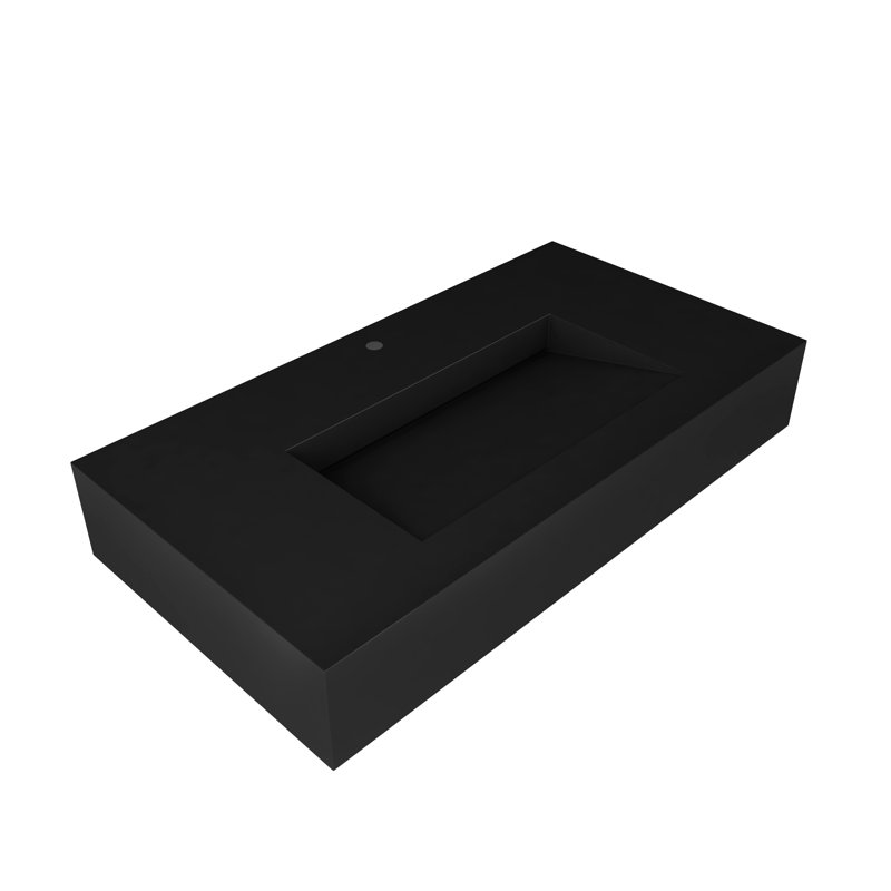 Combinaison de lavabo de salle de bain rectangulaire rectangulaire 36 po à fixation murale Pyramid, Noir