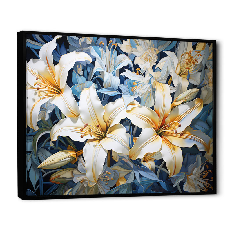 Pure Lily Beauty Whispers sur toile, Cadre flottant noir, H 34 po x l 44 po x P 1,5 po