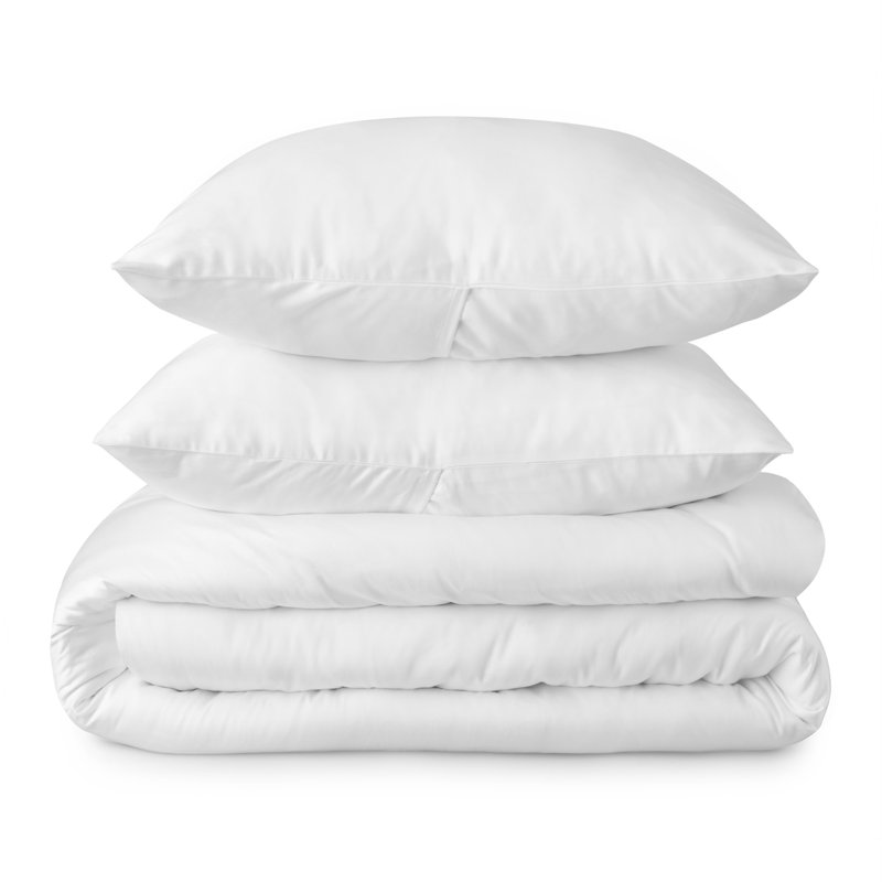 Ensemble de housse de couette en coton certifié égyptien 3 pièces Abode, Blanc, Grand