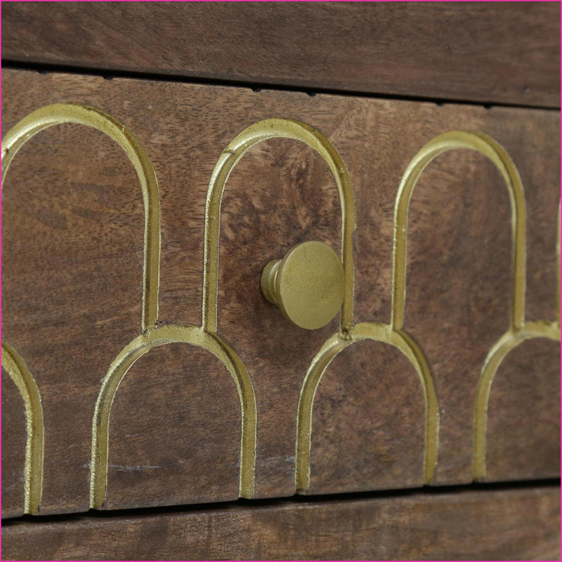 Table de chevet 3 tiroirs en bois de manguier - Rangement moderne pour chambre à coucher de style Mid-Century