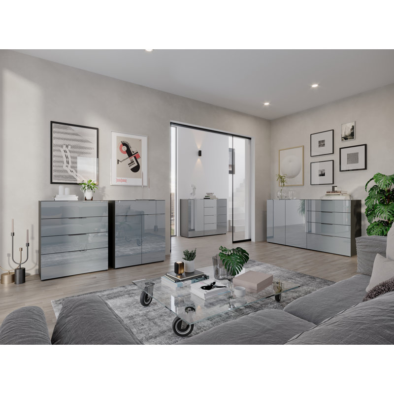 Abbygail 83cm W 4 - Drawer Chest of Drawers, Grey
