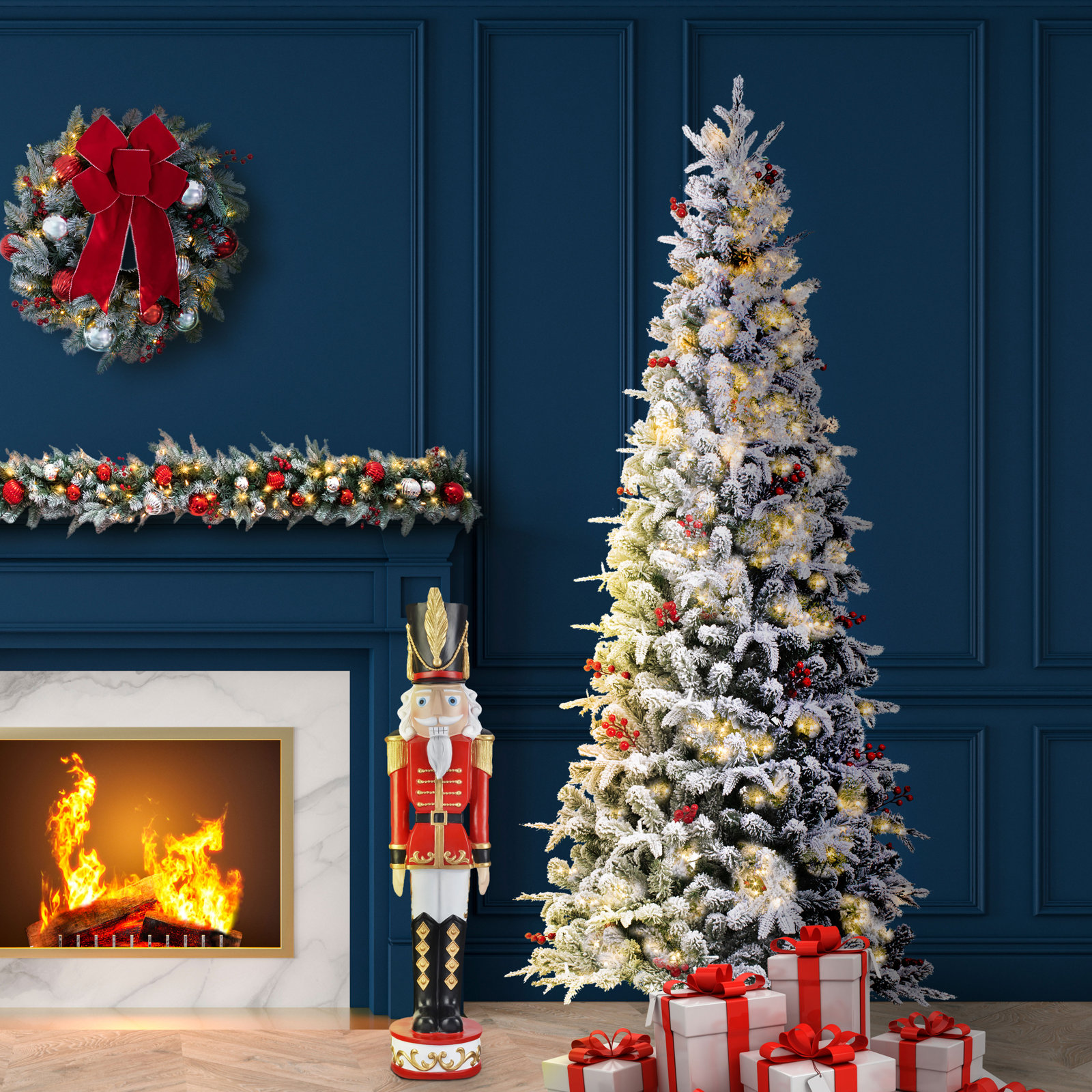 Pre-Lit Fir Christmas Tree, 9' H x 4' D