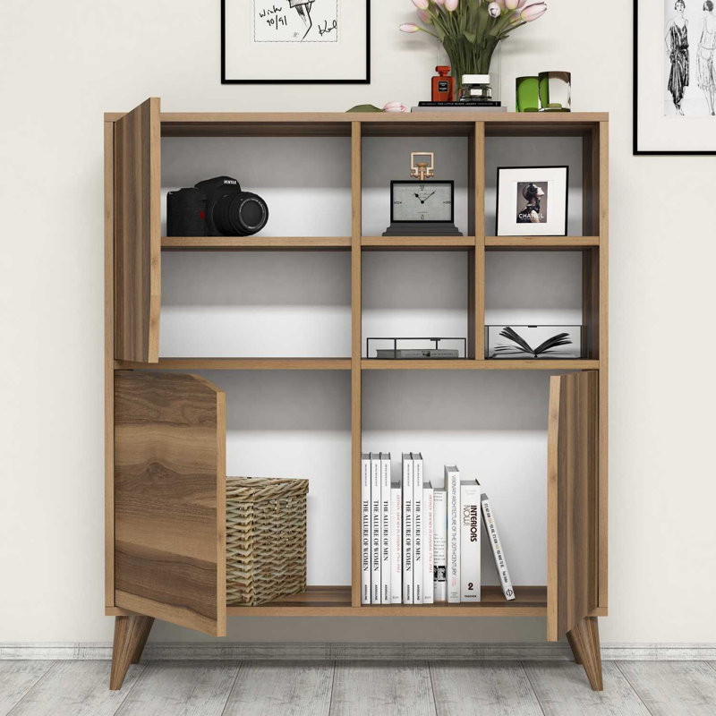 Stylish Multi-Purpose Cabinet, Walnut Finish, 39.4 x 45.3 x 11.8 inches | 100% Melamine Coated Particle Board, Thickness: 0.7 inches | Wall-Mountable with Multiple Shelves, Perfect for Modern Spaces, Elegant Design