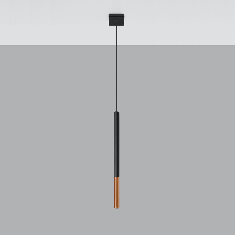Robbinsdale 1 - Light Black Cylinder Pendant, Gold