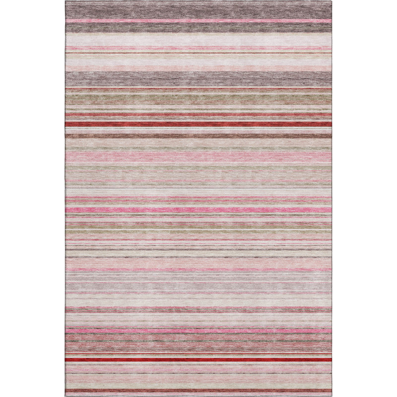 Premium Machine Washable Prisco Pink Rug, Rectangle 5' x 7'6"