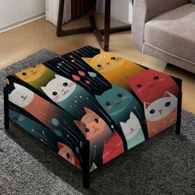 Degeorge Vanderpol Green Curious Cats Wallpaper For Kids - Animal Print Large Square Ottoman