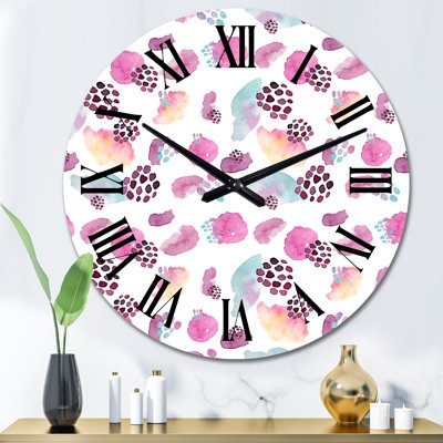 Retro Shapes in Purple and Red II - Patterned Wall Clock