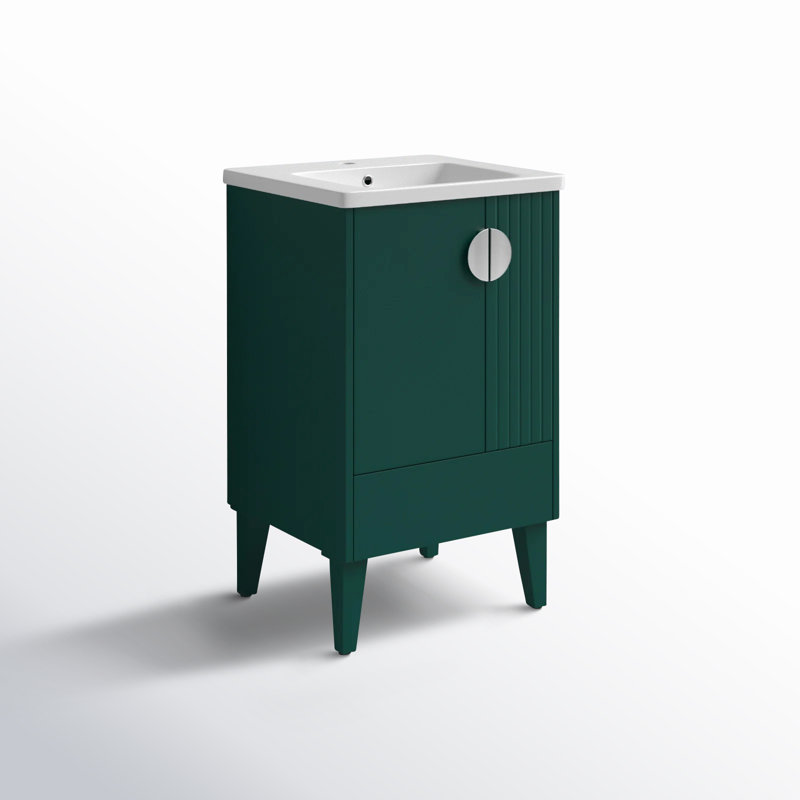 Ensemble de meuble-lavabo simple 20 po Saimah, Vert, Chrome poli