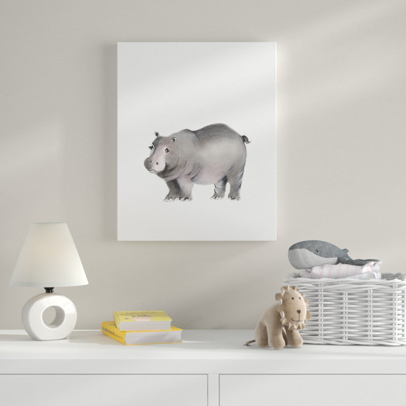 Art sur toile, hippopotame Gupton, Toile tendue, H 20 po x l 16 po x P 1,5 po