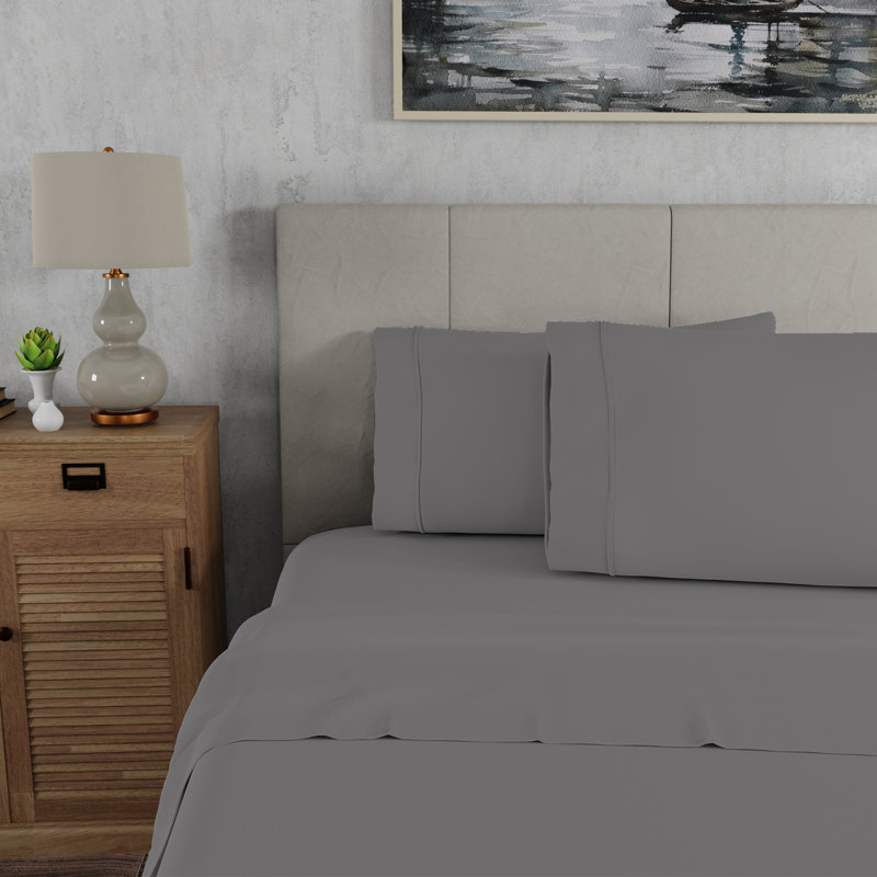 Twin Medium Gray Cotton Percale Sheet Set