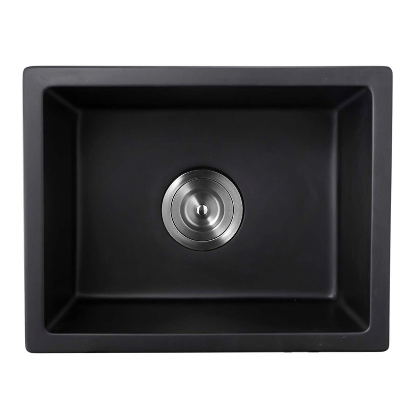 Quartz 13.77" L X 17.71" W Undermount Bar Sink With Basket Strainer