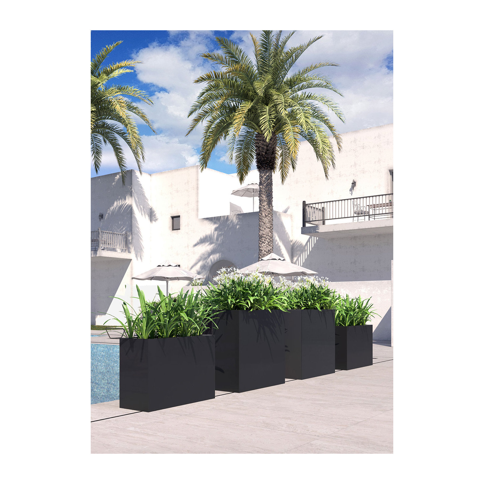 Kenroy Planter Box, 26" H x 39.5" W x 14" D, Black